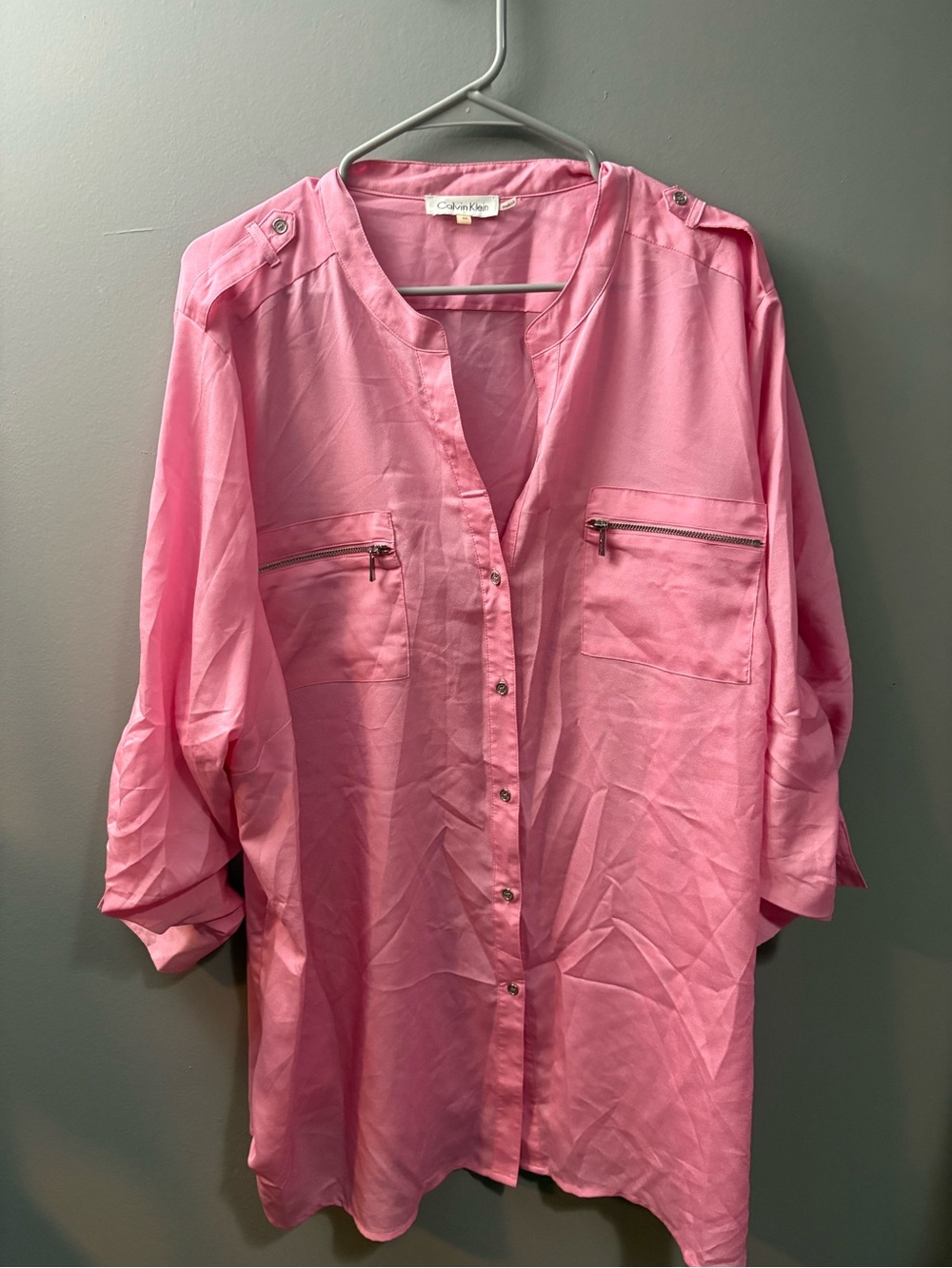 Calvin Klein Bright Pink Button-Front Tunic Shirt